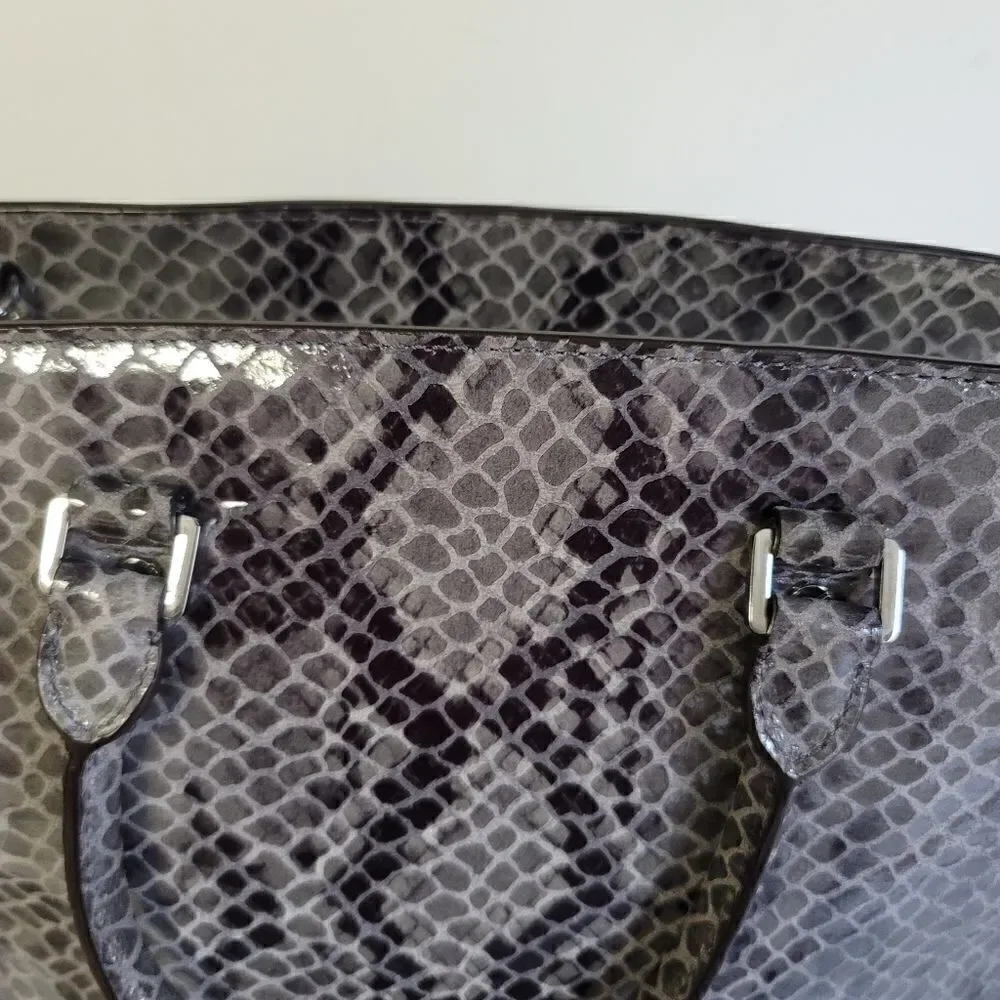Michael Michael Kors Grey Snake Embossed Leather Medium Selma Tote